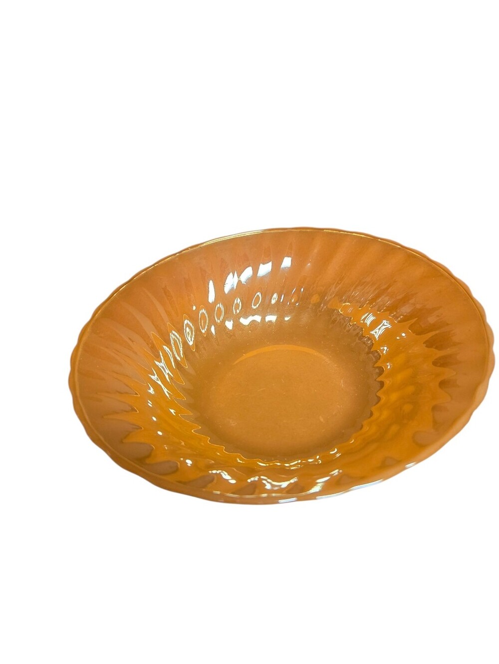 vintage Anchor Hocking Fire-King Peach Lustre Swirl serving bowl